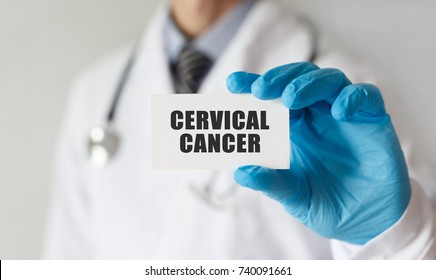 Doctor Holding A Card With Text Cervical Cancer, Medical Concept