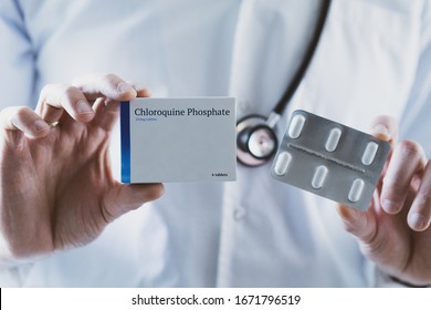 Doctor Holding Chloroquine Phosphate Drug