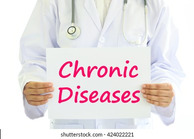 Doctor Holding Chronic Diseases Card Hands Stock Photo 424022221 ...