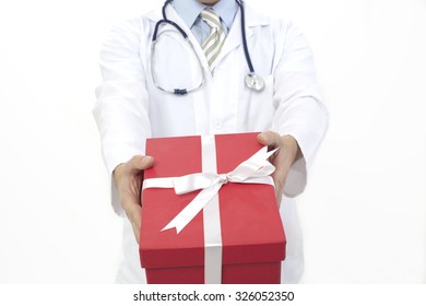 Doctor Holding Gift Box