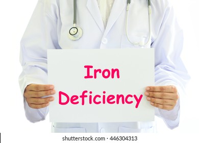 Doctor Holding Iron Deficiency Card In Hands
