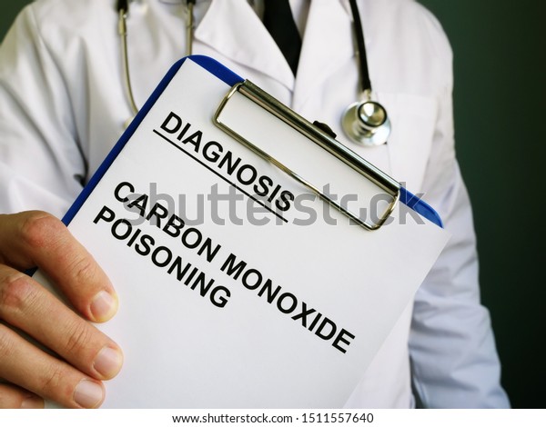 Doctor holds\
diagnosis Carbon monoxide\
poisoning.