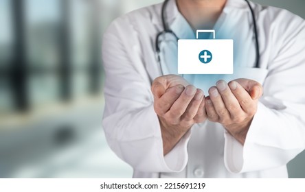 The Doctor Holds A Virtual Medical Case In His Hand