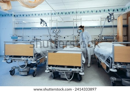 Doctor in hospital room stock photo