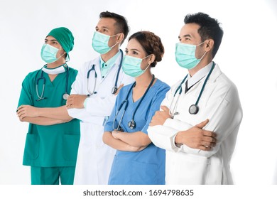 Doctor At Hospital Wearing Medical Mask To Protect Against Coronavirus 2019 Disease Or COVID-19 Global Outbreak.