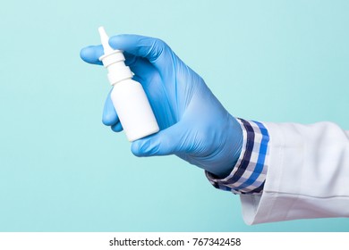 Doctor Keeps A Nose Spray In His Hand