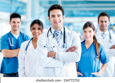 Doctor Leading A Medical Team At The Hospital 