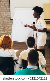 Doctor Leading A Seminar To Group Of Healthcare Workers And Business People In Convention Center.