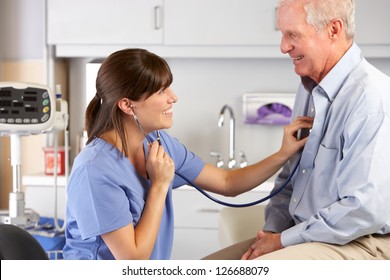 Doctor Listening To Male Patient's Chest