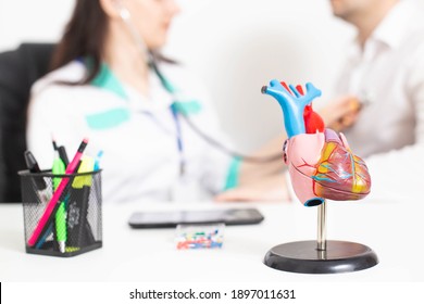 The Doctor Listens To The Patient S Heart For Heart Disease And Congenital Heart Disease. Cardiovascular Treatment, Background