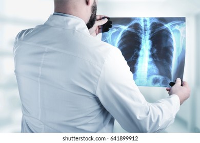 Doctor Diagnosing Health Radiological Chest Xray Stock Photo 1896850687 ...