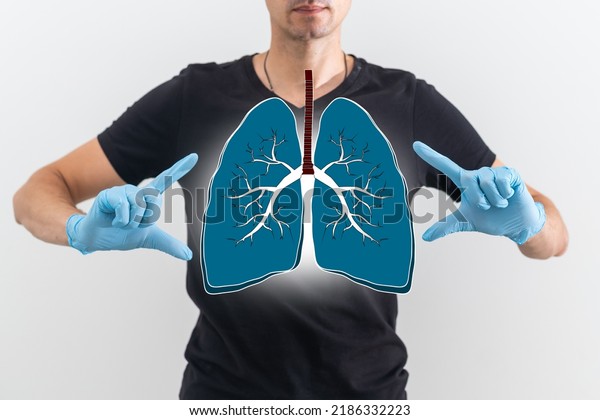 Doctor Looks Hologram Lungs Checks Test Stock Photo 2186332223 ...