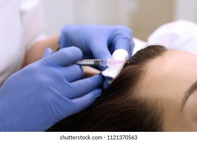 Doctor Makes A Shot In The Scalp, Mesotherapy For Hair