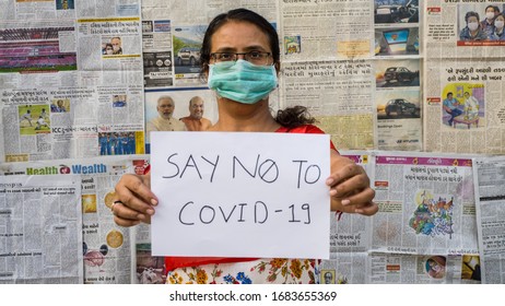 Doctor With Mask Saying No To Corona Virus. Stay Safe Stay Home. Vadodara, Gujarat/ India- March 24 2020