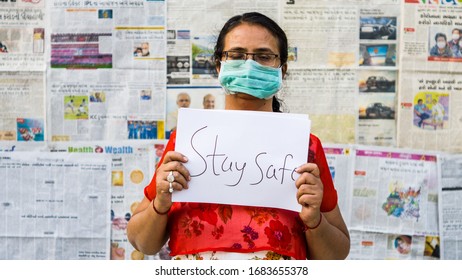 Doctor With Mask Saying No To Corona Virus. Stay Safe Stay Home. Vadodara, Gujarat/ India- March 24 2020