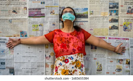 Doctor With Mask Saying No To Corona Virus. Stay Safe Stay Home. Vadodara, Gujarat/ India- March 24 2020