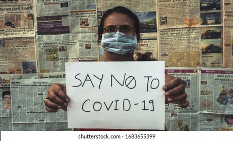 Doctor With Mask Saying No To Corona Virus. Stay Safe Stay Home. Vadodara, Gujarat/ India- March 24 2020