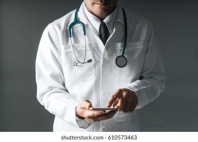 Doctor Or Medic Using Smartphone.