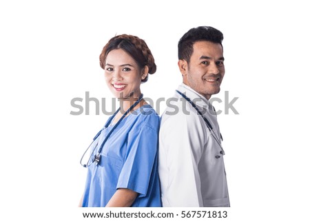 Similar – Image, Stock Photo Pretty female doctor in a geriatric clinic with elderly woman in wheelchair