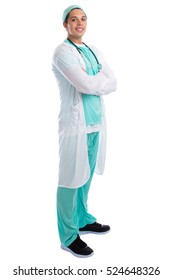 Doctor Occupation Job Smiling Standing Full Body Portrait Isolated On A White Background