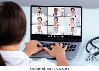 Doctor In Online Medical Video Conference With Diverse Team Of Hospital Workers - Shutterstock ID 1706921386