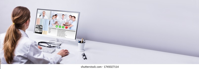 Doctor Online Video Conference Medical Webinar Stock Photo 1745027114 ...