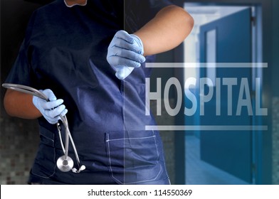 Doctor Opening The Hospital Door