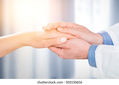 Doctor Patient Care Holding Human Hand Trust Touch Medical Thanks Help Clinic Health Concept - Stock Image