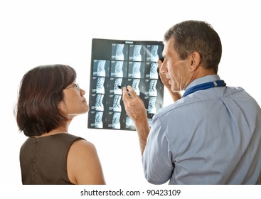 Doctor And Patient Discuss MRI (Xray) Spinal Scans