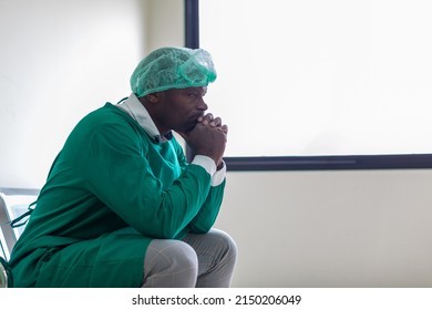 Doctor or Patients sitting on Chair have depression. Man patient in a hospital is discouraged