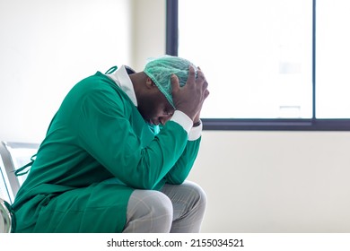 Doctor or Patients sitting on Chair have depression. Man patient in a hospital is discouraged