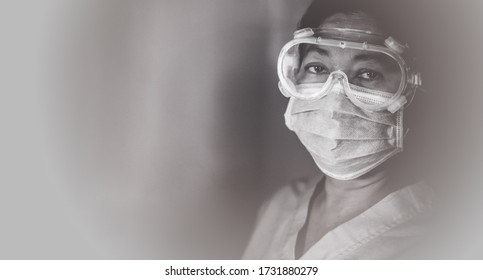 Doctor In PPE Suit Has Stress In Hospital.Medical Mental Healthcare Coronavirus  Covid-19 Concept.Indian Doctor Rest And Stress Of Overworked. Doctor And Medical Care Team During Covid-19 Coronavirus.