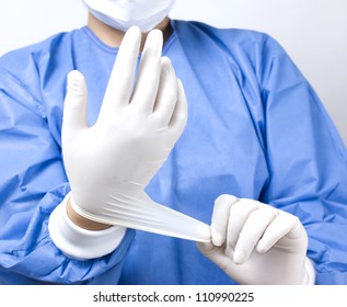 doctor putting gloves