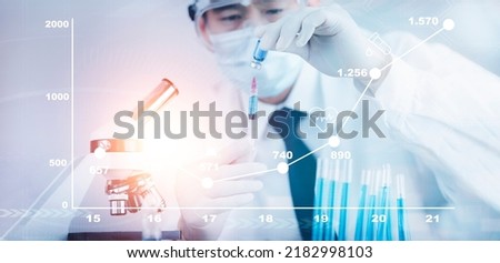Doctor or scientist with a stethoscope holding COVID-19 vaccine, measles, coronavirus vaccine shot for diseases outbreak vaccination, vaccine Concept fight against virus covid-19 corona virus