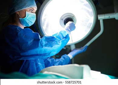 Doctor Setting The Surgical Light