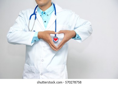 Doctor show heart sign in holding hands