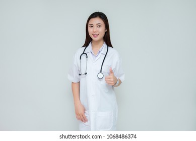 Doctor Show Thumbs On White Background Stock Photo 1068486374 ...