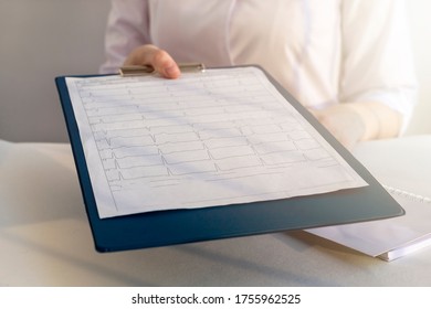 Doctor Showing The Ecg Results And Giving Results To Patient