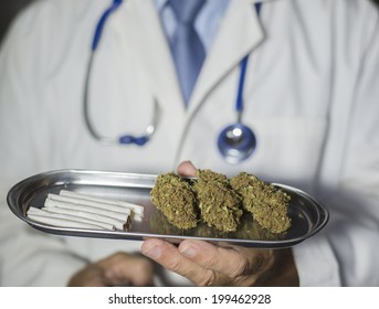 Doctor Showing Patient Medical Marijuana