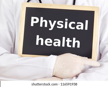 Doctor Shows Information On Blackboard: Physical Health