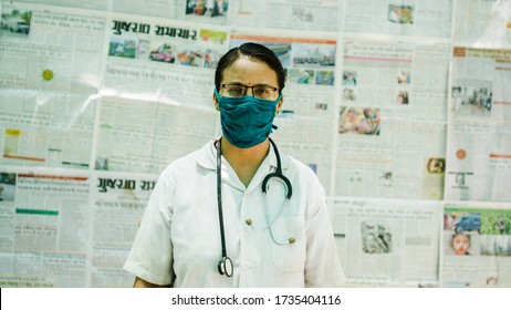 Doctor With Surgical Mask And Stethoscope. Vadodara, Gujarat/ India- May 18th 2020