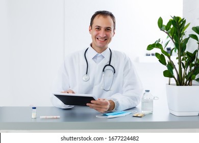 doctor with tablet, online consultation