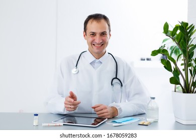 doctor with tablet, online consultation