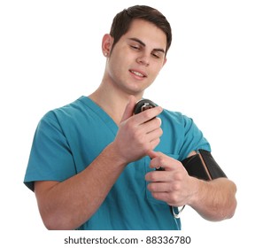 A Doctor Taking His Blood Pressure