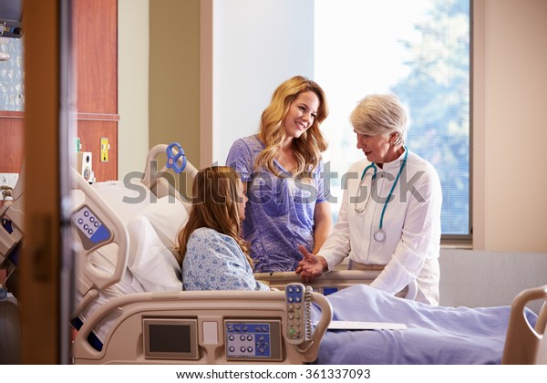 Doctor Talks Mother Teenage Daughter Hospital Stock Photo (Edit Now ...