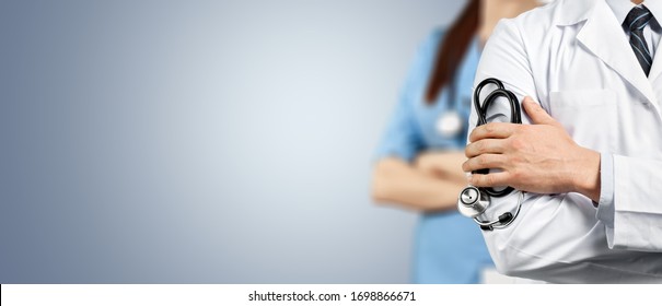 Doctor team with medical stethoscope on background - Shutterstock ID 1698866671