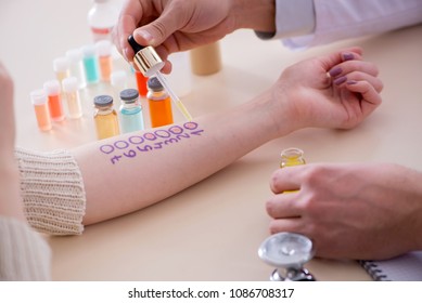 Doctor Testing Allergy Reaction Of Patient In Hospital