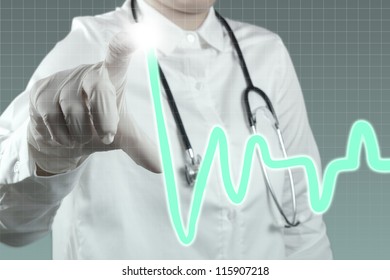 doctor touch life graph as medical concept - Shutterstock ID 115907218