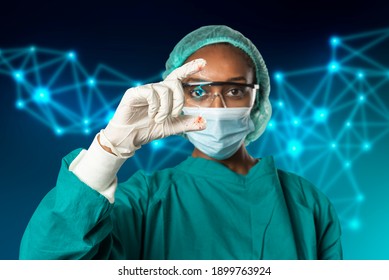 Doctor Touching Modern Virtual Screen Interface Medical Technology