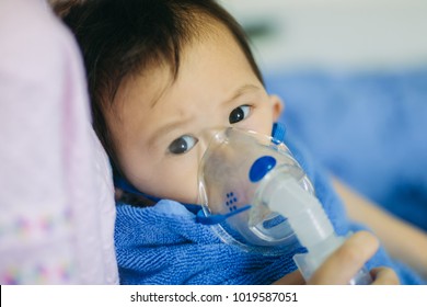 Doctor Treatment A Child Who Sick By Chest Infection After A Cold Or The Flu That Has Trouble Breathing And Prolonged Cough.A Symptom Of Asthma Or Pneumonia Cause By Respiratory Syntactical Virus.
